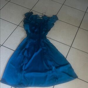 Elegant Blue Ruffled Dress